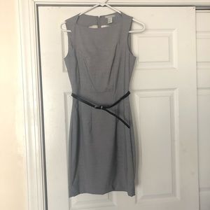 H&M grey work dress with black belt